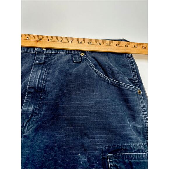 (2) Y2K Wrangler Riggs Cargo Pants Mens 36X32 Blue Brown Ripstop Workwear Baggy - Picture 8 of 10